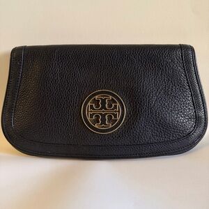 Tory Burch Black Pebbled Leather Clutch